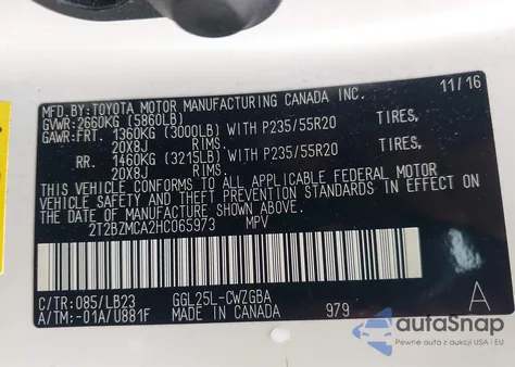 2017 Lexus Rx 350 из США, поврежденный, VIN 2T2BZMCA2HC065973